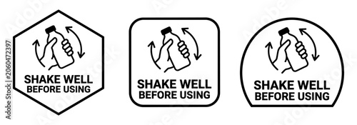 Shake well before using sign set packaging instruction product label