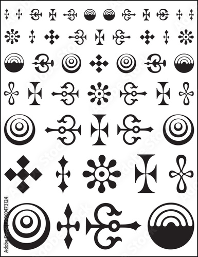 Collection of black and white vintage typographic ornaments dingbats and decorative design elements