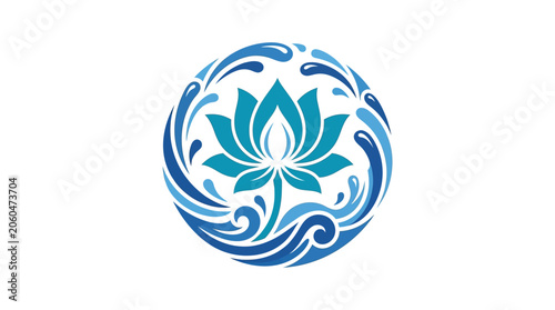Foto Minimalist flat design 2D icon of a lotus blossom symbolizing Songkran Thai New