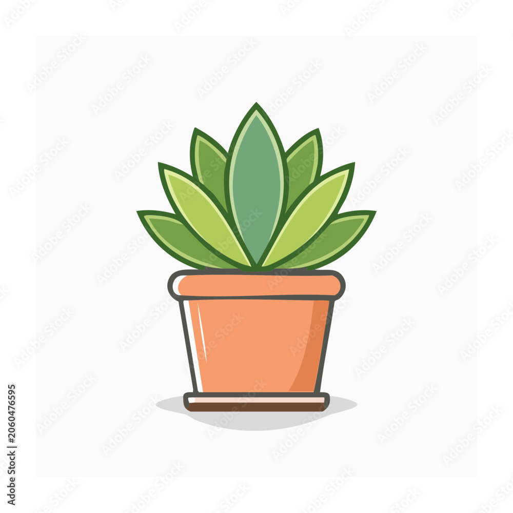 Fototapeta premium Flat design illustration of a potted succulent plant