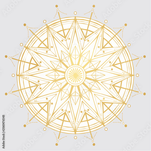 Golden Geometric Mandala with Star Pattern