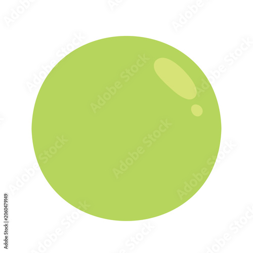 Simple light green circle with shiny spot reflecting light, isolated on white background