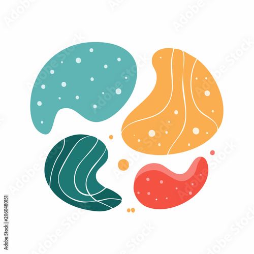Abstract Organic Shapes with Dots and Stripes