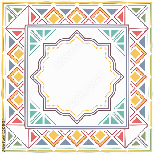 Geometric Pattern with Colorful Borders and Central Frame