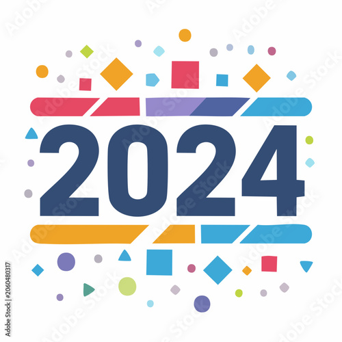 Happy New Year 2024 Celebration with Confetti
