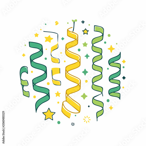 Party Streamers and Confetti Illustration