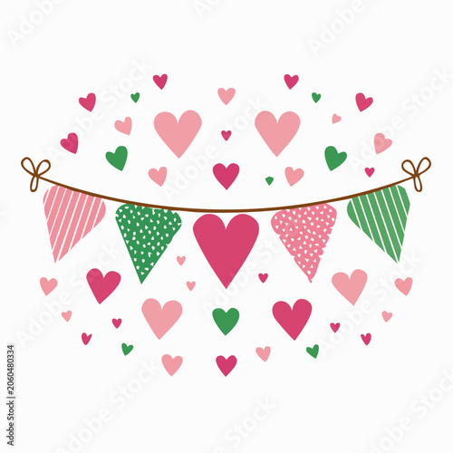 Heart Bunting and Scattered Hearts Decoration