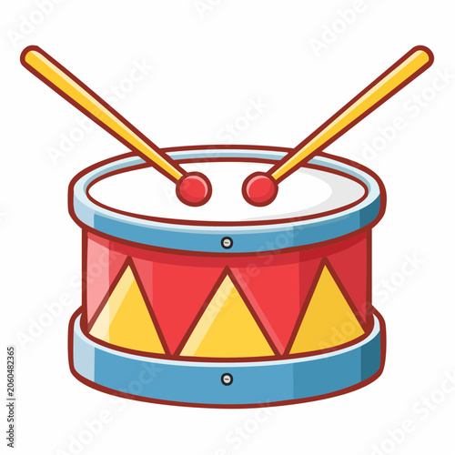 Cartoon Drum with Drumsticks