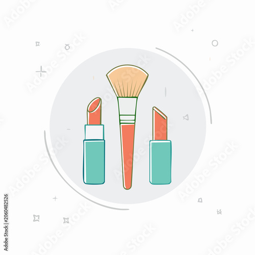 Lipstick and Makeup Brush Icon