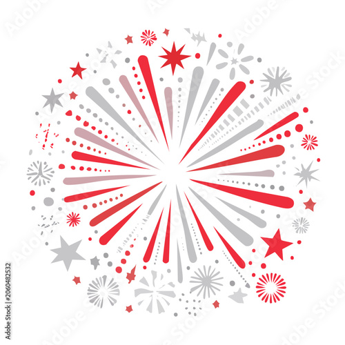 Red star and snowflake radial pattern vector