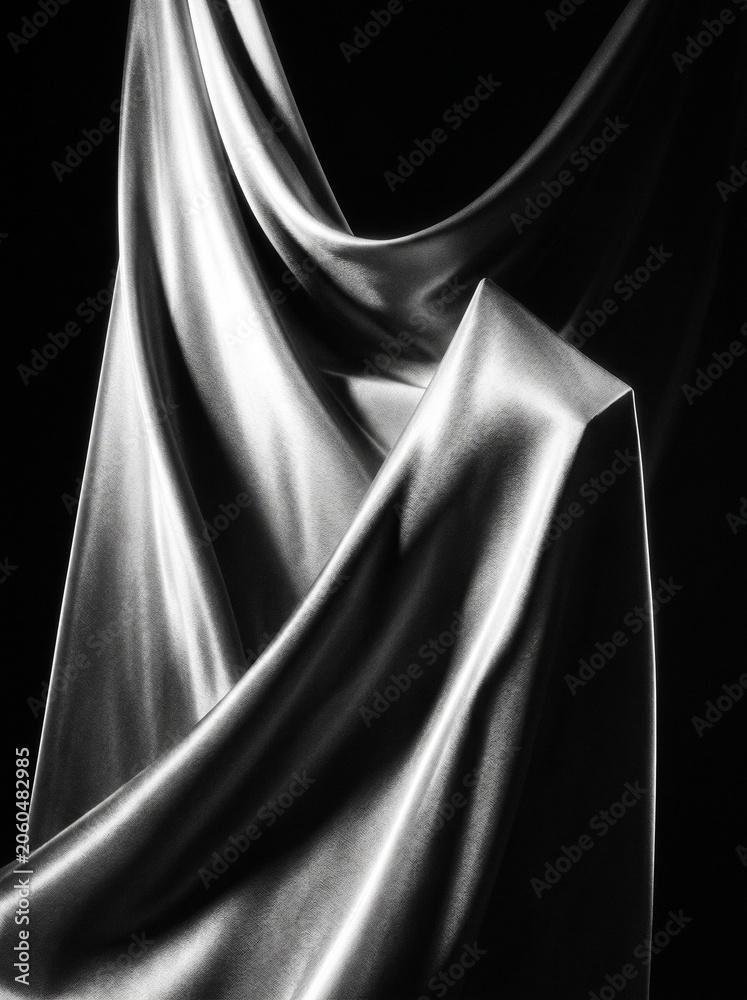 Fototapeta premium Elegant Draped Fabric in Black and White