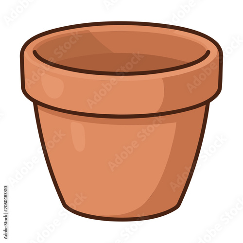Illustration of a simple terracotta pot with a brown outline and a rounded cartoon style
