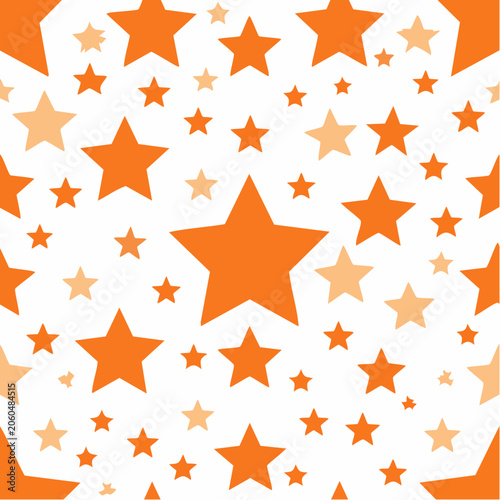 Seamless Pattern of Orange Stars on White Background
