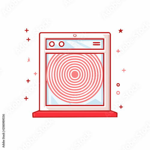 Stylized Illustration of a Speaker with Concentric Circles