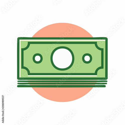 Stylized Stack of Money Bills Icon