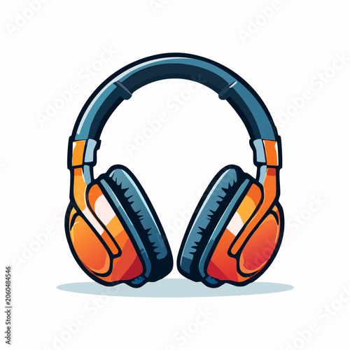 Stylized illustration of orange and blue headphones