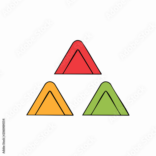 Three colorful triangles arranged in a formation