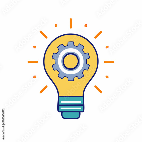 Lightbulb with Gear Inside Symbolizing Innovation and Ideas