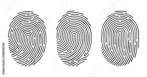 Foto Fingerprint identification set with realistic human finger print patterns for biometric security