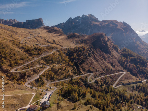 Early Autumn on sunny day at location of Rifugio Fedare, La Costa, Dolomiti.