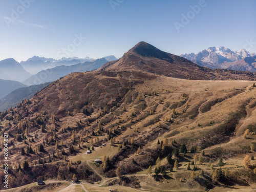 Early Autumn on sunny day at location of Rifugio Fedare, La Costa, Dolomiti.