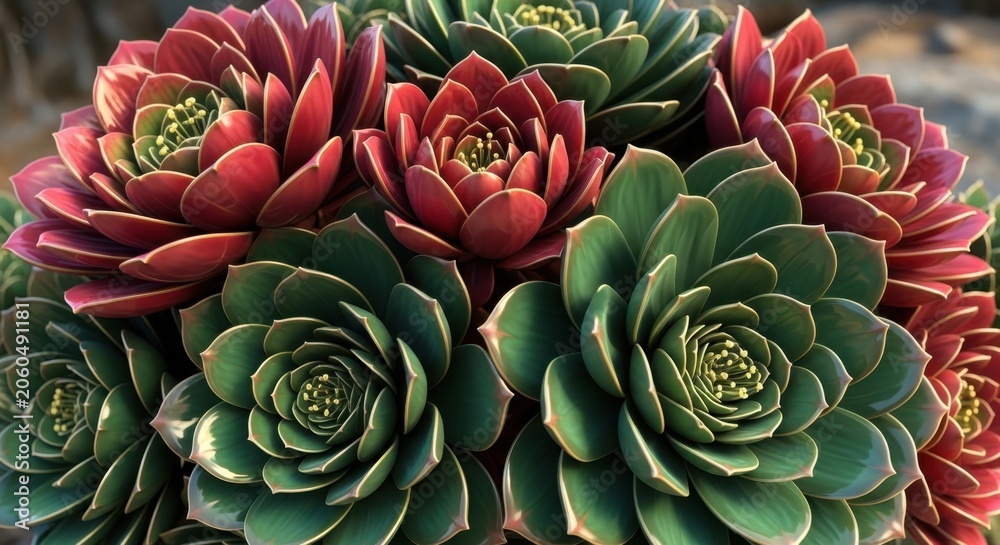 Obraz premium Vibrant Succulent Flowers in Detailed Close-Up
