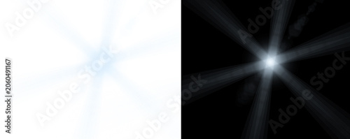 Fotografie A bright light shining on a dark background with rays of light extending outward