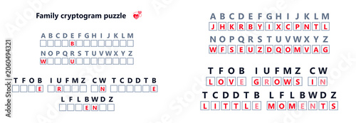 Εκτύπωση καμβά Family cryptogram puzzle with letters and hidden messages