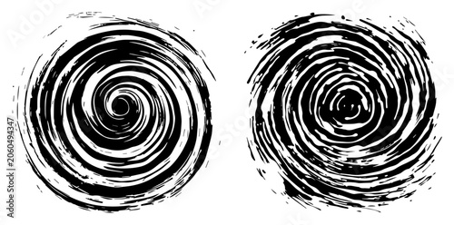 Photos Abstract spiral vortex swirl set with hypnotic circular patterns and hurricane m