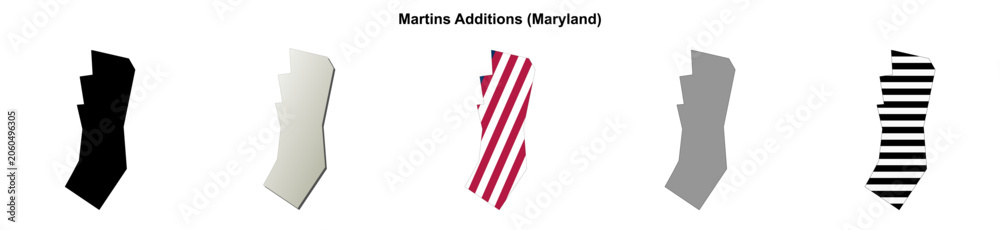 Fototapeta premium Martins Additions (Maryland) blank outline map set