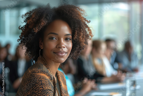 Modern Corporate Leader Looking at Camera in Diverse Workplace