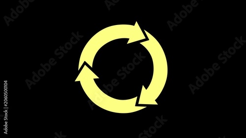 abstract glowing Neon line refresh arrow icon animation on black background. Abstract beautiful neon refresh and recycle icon animation background. 4k video.