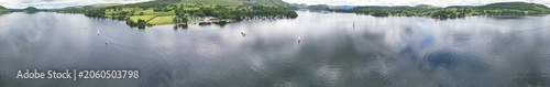 Φωτογραφία Aerial Wide Angle Panoramic View of Lake Districts Valley and Mountains of UK