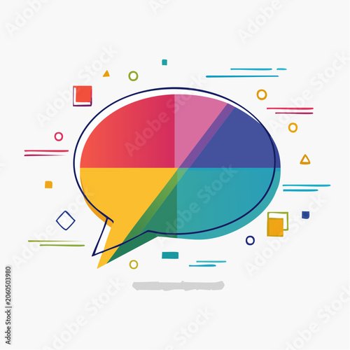 Colorful Speech Bubble with Geometric Shapes