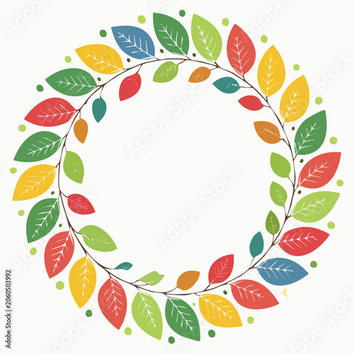 Colorful Wreath of Leaves