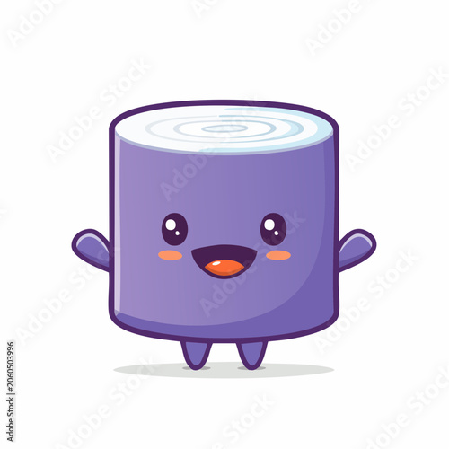 Cute Kawaii Purple Log Character