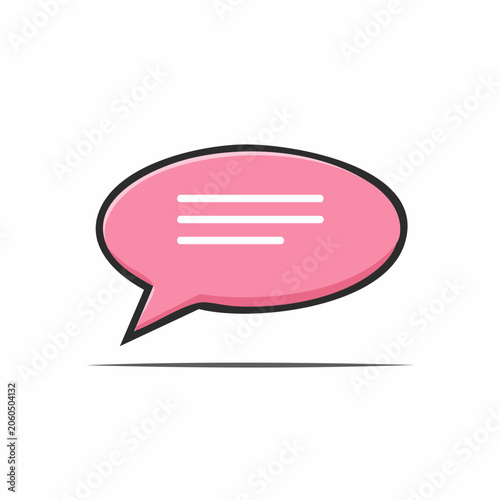 Pink Speech Bubble Icon with Lines