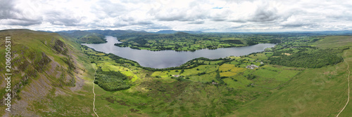 Photos Aerial Wide Angle Panoramic View of Lake Districts Valley and Mountains of UK