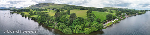 Fotografija Aerial Wide Angle Panoramic View of Lake Districts Valley and Mountains of UK