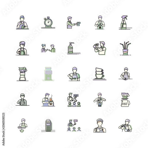Barista Icons or Coffee Shop Illustrations
