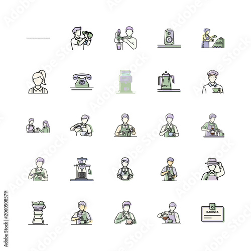 Barista Icons or Coffee Shop Illustrations