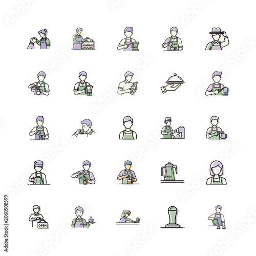 Barista Icons or Coffee Shop Illustrations