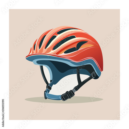 Red and Blue Bicycle Helmet Illustration