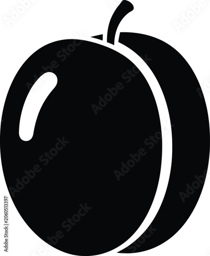Fotografie Plum silhouette vector illustration on transparent background