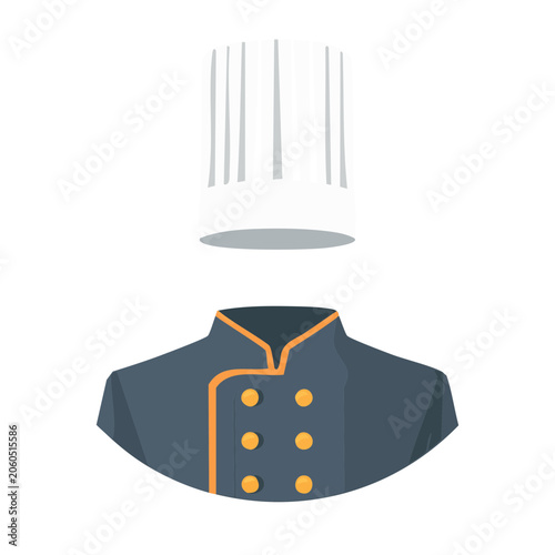 Flat design chef uniform and hat illustration