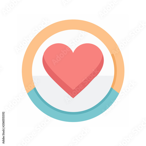 Flat design heart icon in circular frame