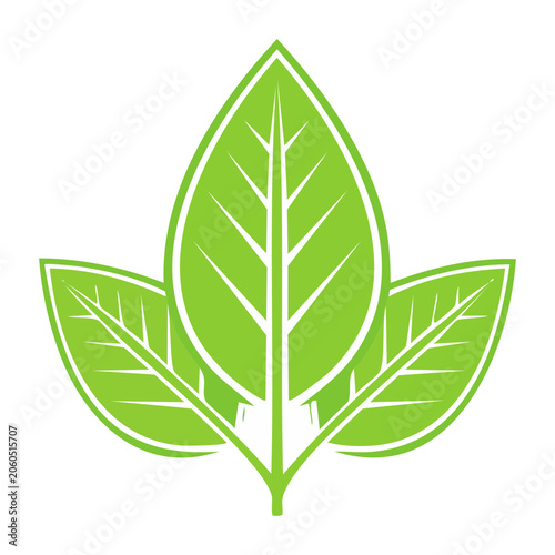 Three Green Leaves Icon on Transparent Background