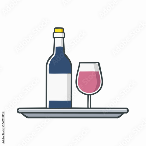 Wine Bottle and Glass on Tray