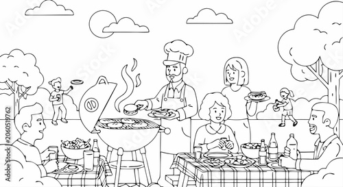 Family Barbecue Grill Picnic