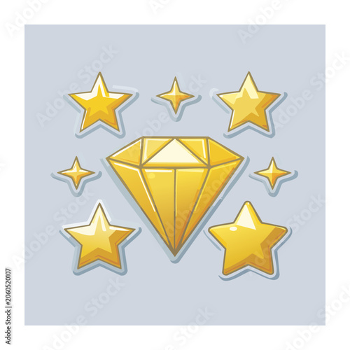Golden Diamond and Stars Illustration